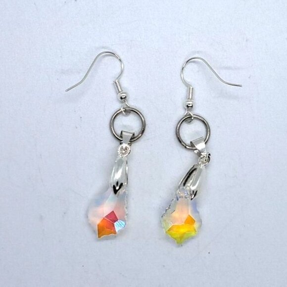Ab crystal earrings clear crystal and silver tone earwires - Picture 4 of 5